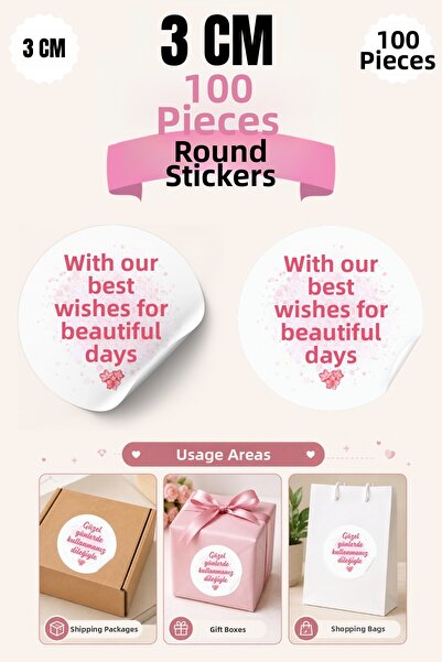 qoeuyl boutique Use in Nice Days Printed 3 cm Round 100 Pieces Sticker Packag...
