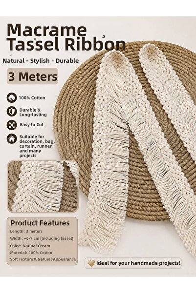 Esteks Dantel ve Tekstil Aksesuarları Strip Cotton Fringe 3 Meters