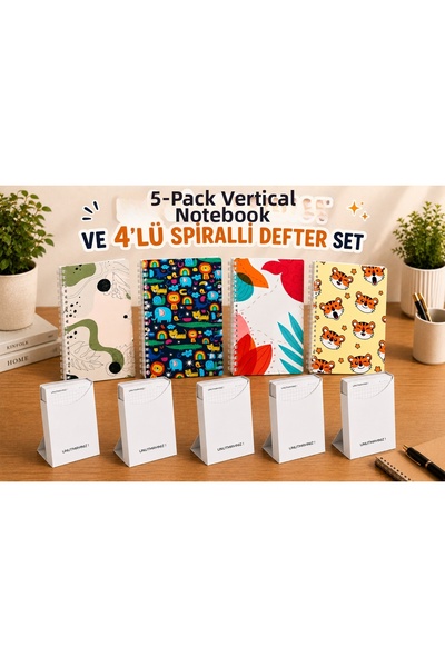 ATALAYREKLAM Set of 4 Checkered Spiral Notebooks + 5 Boxed Vertical Notepads ...