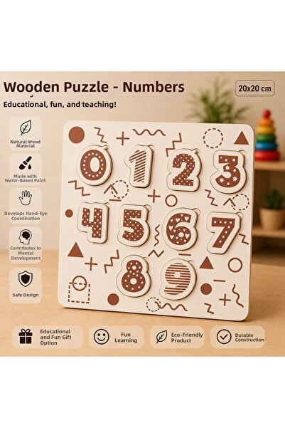 Reysa Tasarım Wooden Puzzle - Numbers: Educational and Learning Preschool Mat...