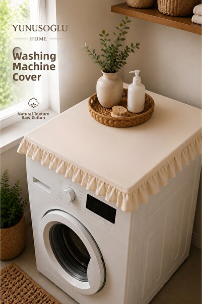 YUNUSOĞLU HOME Raw Fabric Ruffled Washing Machine Cover 60X60 cm Decorative N...