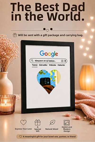 BİRBEYSTORE The Best Dad in the World Father's Day Gift Wooden Mirror Tableto...