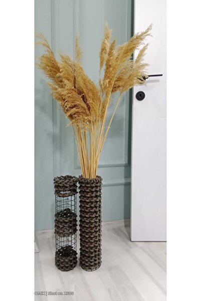 Egindra Bohemian Style Vase 2-Pack Wicker Weave Vase Pampas Vase Dry Flower V...