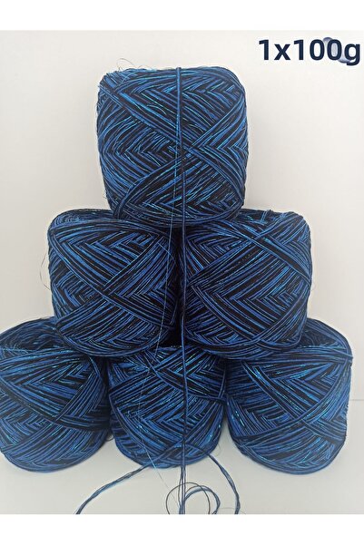 İPEK YÜN İPLİK DÜNYASI Viscose Mercerized Cotton Knitting Yarn (Black, Saks B...