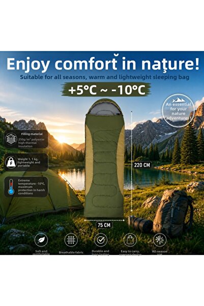 Begin Power Sac de dormit pentru 4 sezoane +5 ° C -10 ° Sac de dormit C Campi...