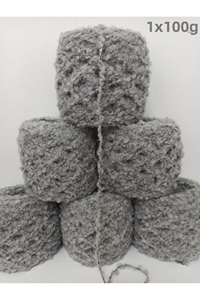 İPEK YÜN İPLİK DÜNYASI Buklet Thick Knitting Yarn (Light Grey) 100Gr