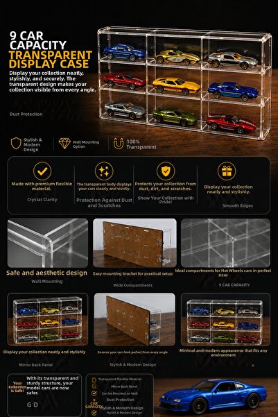 RAFKESTİR 9 Model Vehicle Capacity Transparent Fleks Collection Stand – Mirro...