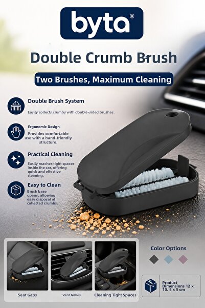 BYTA Dual Car Interior Crumb Cleaning Brush |   Double Brush Mini Car Seat an...