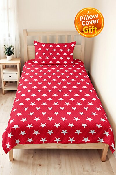 Evimde Bambaşka Star Red Young Room Single Pique Set - Modern White 160X220 c...