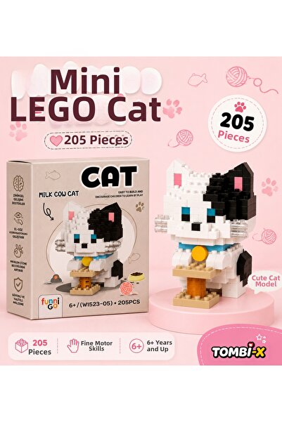 TOMBİ-X Cute Cat Mini Block Building Set 205 Pieces