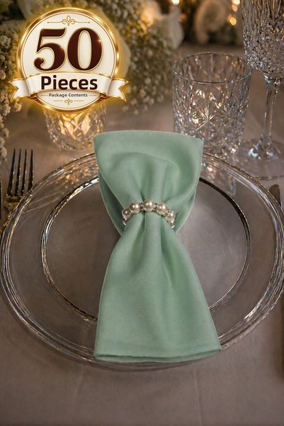 ilmek Fabric Napkins 50-Pack |   Napkin Ring Gift Set, Complete with 100 Pieces