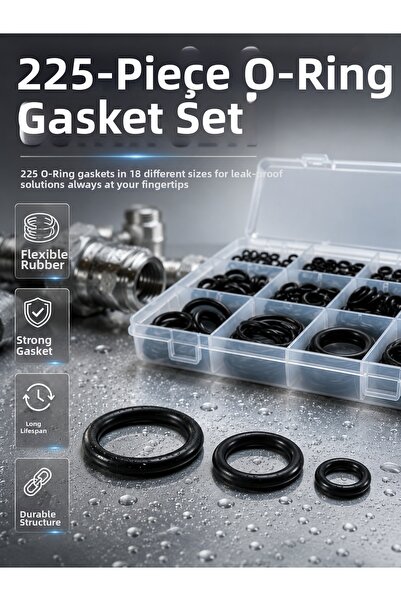 Lisinya Organizer Boxed O-Ring Gasket Set 225 Pieces |   Durable Rubber Seali...