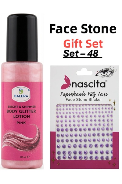 BALERA Body Lotion Pink Glitter 125 ml & Facial Stone Gift-48