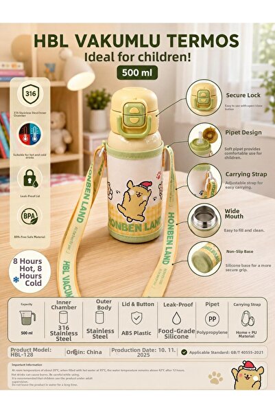 HTC AKSESUAR 550 ml Cute Dog Patterned Children's Thermos Water Bottle – 316 ...