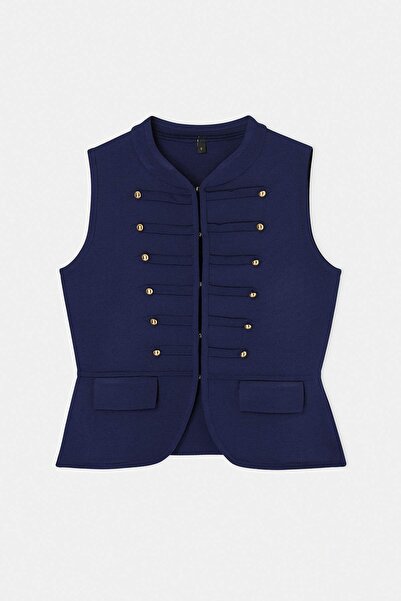 Trendyol Collection Vestă tricotată bleumarin, mulată/pe corp, cu detalii cu ...