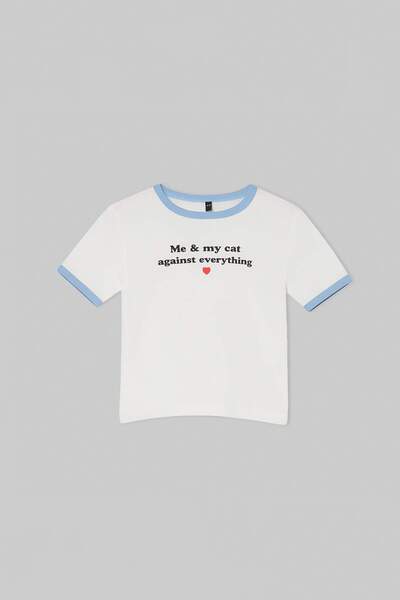 TRENDYOLKIDS تي شيرت أبيض محبوك سادة TKDSS26TS00083