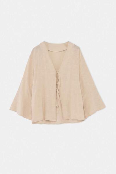 Drop by TrendyolMilla Kamena bluza sa V-izrezom, vezanjem spreda, standardne ...