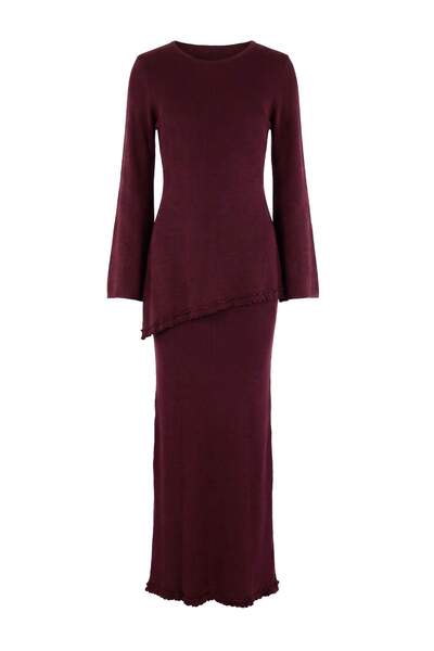 Trendyol Modest طقم ملابس داخلية نسائية محتشمة من التريكو العادي باللون العنا...
