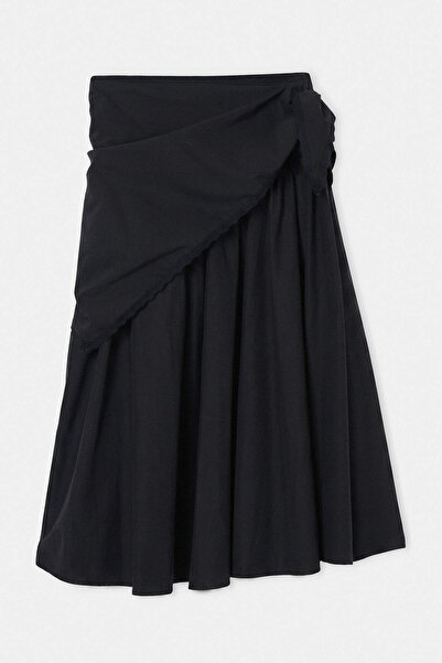 Drop by TrendyolMilla Black Embroidered Belt Detailed Long Woven Skirt Tdrss2...
