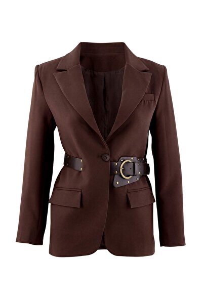 Trendyol Collection سترة بليزر بنية داكنة TWOSS26BC00040