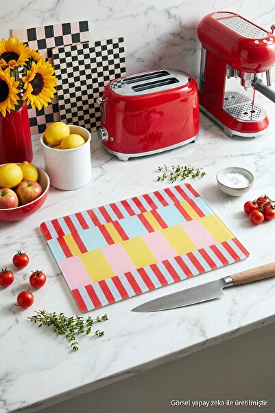 TRENDYOLMİLLA HOME Funtastic Patterned Glass Cutting Board 35X25 cm Tphss26Kt...
