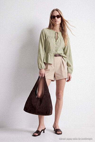 Trendyol Collection Green Oversize Boho Woven Shirt Twoss26Go00233