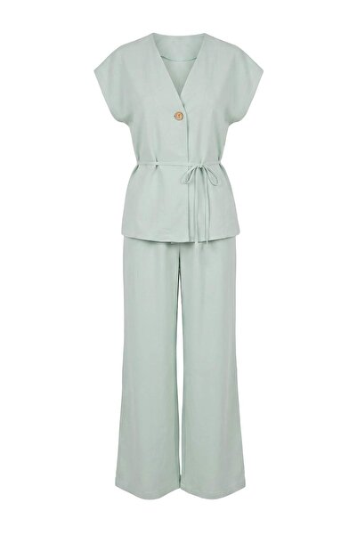 Drop by TrendyolMilla Mint Beli Drawstring Blouse Elastic Waist Comfortable F...