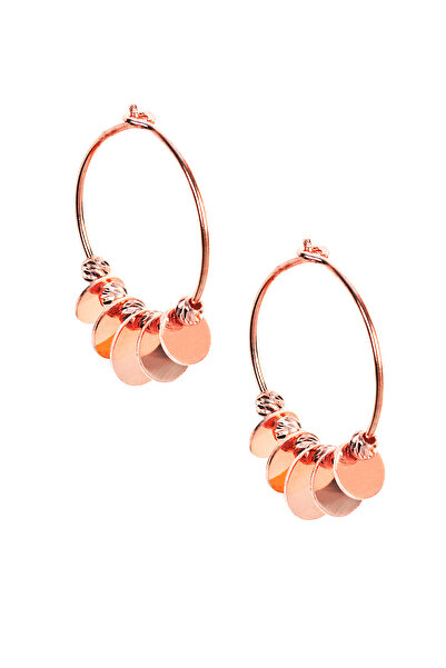 BY BARUN SİLVER Pullu Halka Küpe - Rose