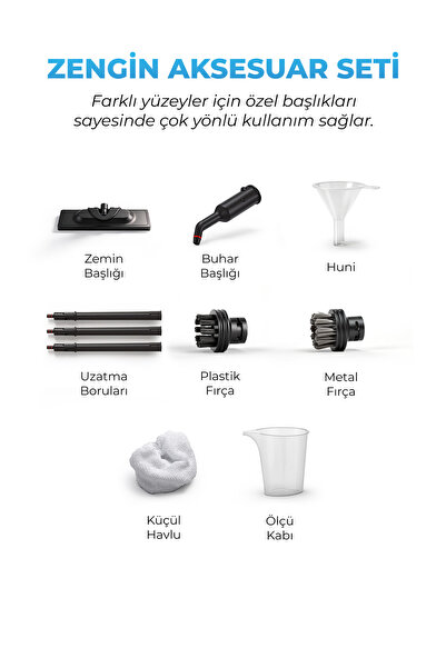 PiranTech CB- 02A  Buharlı Temizlik Makinası - Buharlı Temizleyici - Floor Max Set