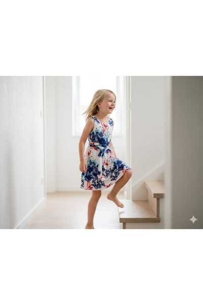 Hilal Akıncı Kids Κοριτσίστικο φόρεμα με στάμπα πουλιών