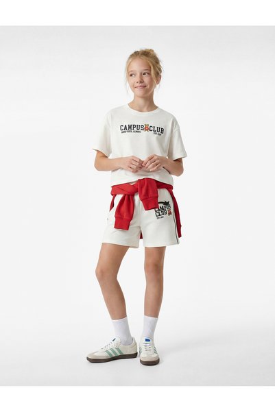Koton Teddy Bear Printed Short Sleeve Crew Neck Cotton T-Shirt
