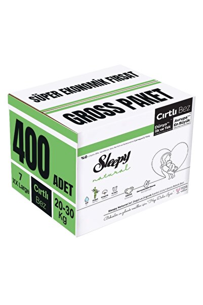 Sleepy Bebek Bezi Natural 7 Beden 20-30 KG XXLarge 400 Adet Süper Ekonomik Fı...