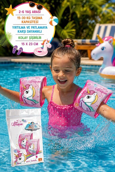 TOYFEST Unicorn Figürlü Deniz Havuz Çocuk Yüzücü Şişme Kolluk - 2 - 6 Yaş Arası