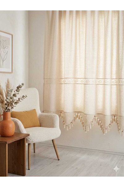 SEVCAN TEKSTİL Aragül Lace Linen Curtain