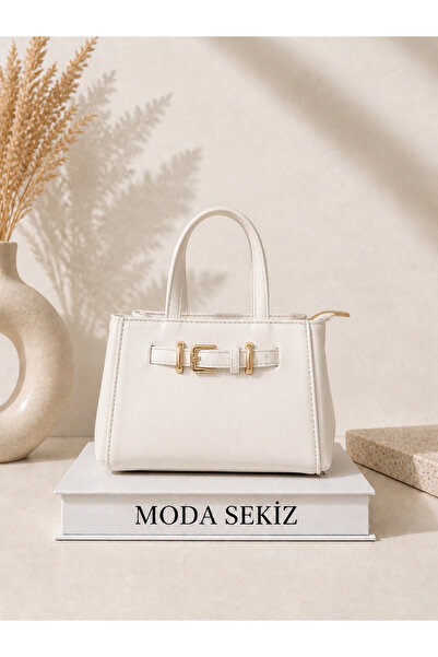 Moda Sekiz حقيبة كتف نسائية أنيقة مع تفاصيل إكسسوارات حزام الخصر
