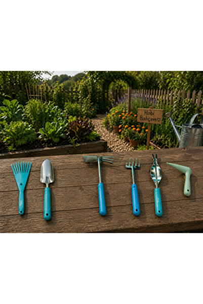 Star Gardentools Profesyonel Bahçe Seti Kürek Çapa Bahçe ve Yaprak Tırmığı Ot...
