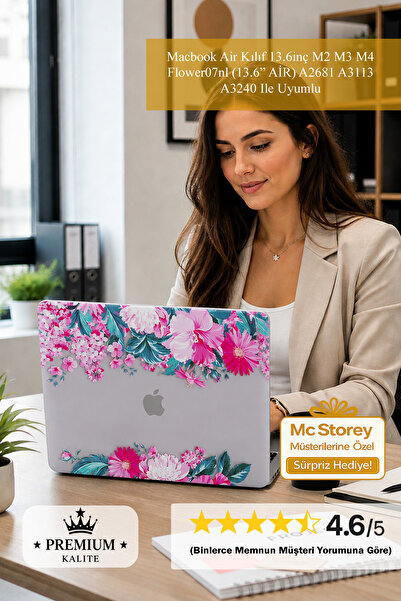 Mcstorey Macbook Air Kılıf 13.6inç M2 M3 M4 Flower07nl (13.6” AİR) A2681 A311...