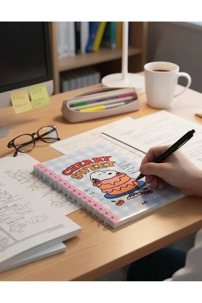 Miniso Snoopy Lisanslı A5 PP Kapak Spiral Telli 80 Yaprak Not Defteri