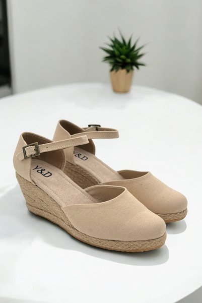 Y&D Shoes Women's Linen Espadrille Sandals – Flat Form, Summer Wedge Heel