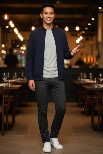 Voltaj Danny Tam Fermuarlı Sweatshirt Lacivert