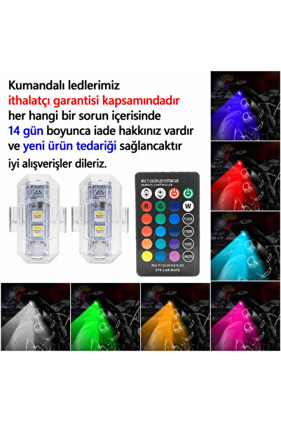 Schenna Kumandalı Rgb 16 Renk 2 Adet Drone Bisiklet Araç Çakarlı Lamba 7 Renk Su Geçirmez