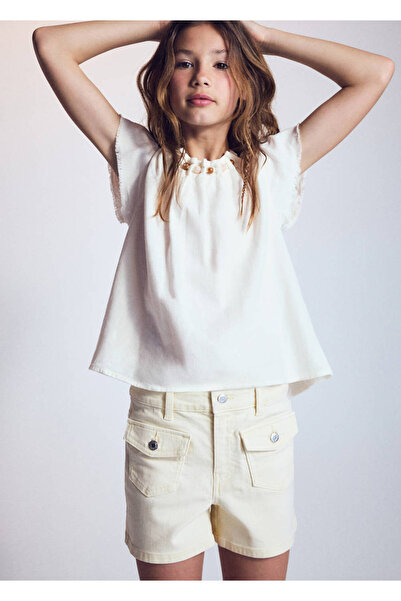 MANGO Kids Cep detaylı denim şort