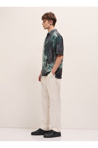 The Bear House Men's Multi-Color Abstract brushstroke Digital Print Relax Fit Casual Shirt for Every Occasion