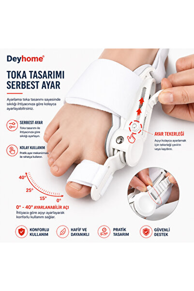 DEYHOME Halluks Valgus Düzeltici Ayak Aparatı | Ayarlanabilir Başparmak Deste...