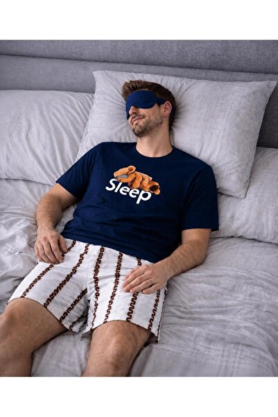 Pelife Underwear Şortlu Pijama Takımı Yüksek Kalite | Lacivert-Kahverengi-Bey...