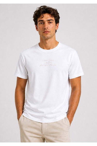 Mavi M0613674 Τυπωμένο λευκό μπλουζάκι Loose Fit Ανδρικό μπλουζάκι με στάμπα ...