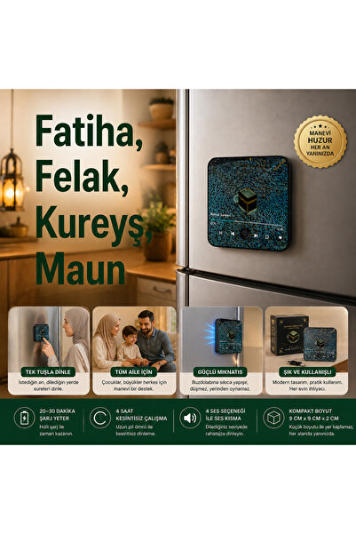 NUHA Namaz Sureleri Sesli Magnet | Buzdolabı İçin | Şarjlı | 4 Saat Çalışma |...