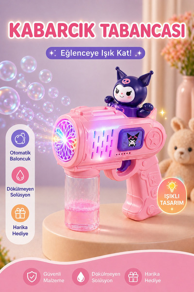 ZİVENTA Otomatik Işıklı Baloncuk Tabancası Bubble Gun | Çocuklar İçin Köpük O...