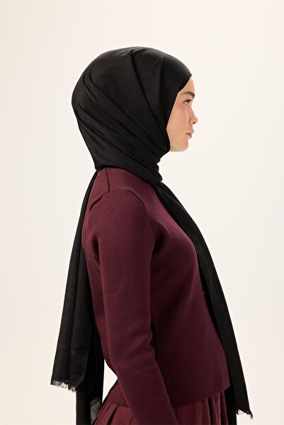 Silk Home Șal din bumbac poliester Liva, negru, cu textură simplă, Tok Duruşl...