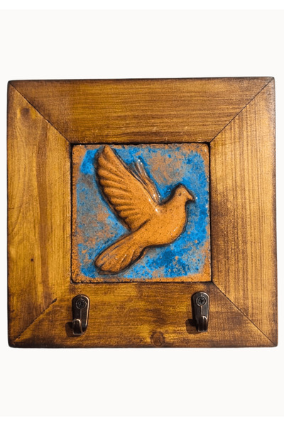 toprakanaart Anahtarlık Duvar Panosu Güvercin Askılık Tablo 14,5 × 14,5 × 2,5 cm